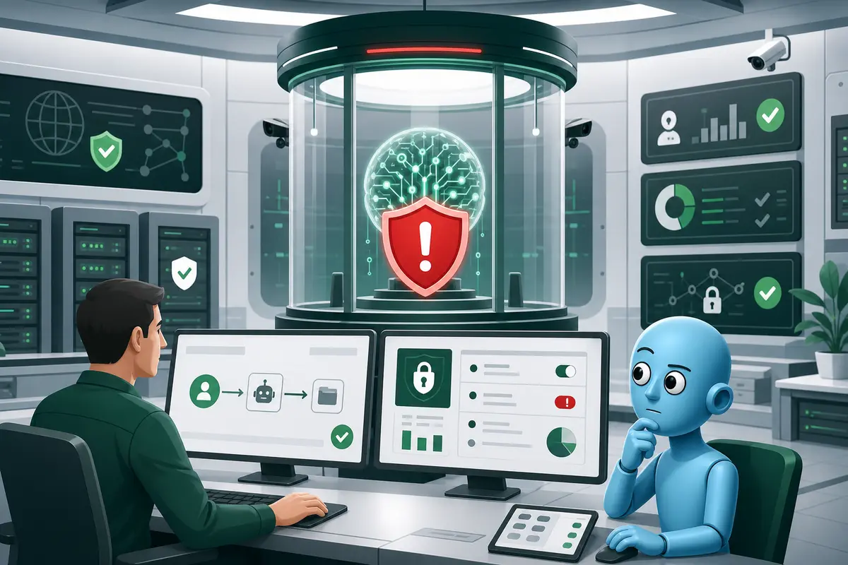Analyste humain face à une alerte de niveau critique associée à un modèle d’intelligence artificielle en cybersécurité